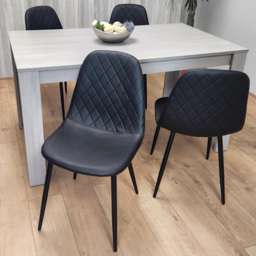 Kosy Koala 4 Seater Leather Wooden Dining Set Black