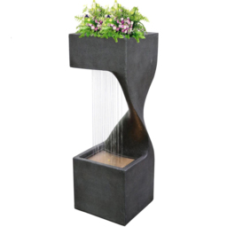 Garden Gear Spiral Square Rainfall LED Water Feature with Planter - thumbnail 1