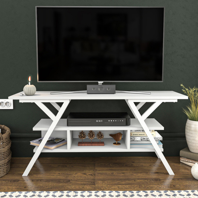 Decorotika Minerva 4 Shelf White Decorative TV Unit - image 1