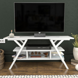 Decorotika Minerva 4 Shelf White Decorative TV Unit - thumbnail 1