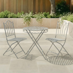 Charles Bentley Grey Decorative Rustic Metal 2 Seater Garden Bistro Set