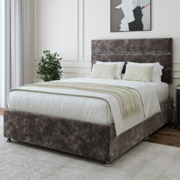 Bedmaster Single Charcoal Chenille Divan Base with Milan Headboard
