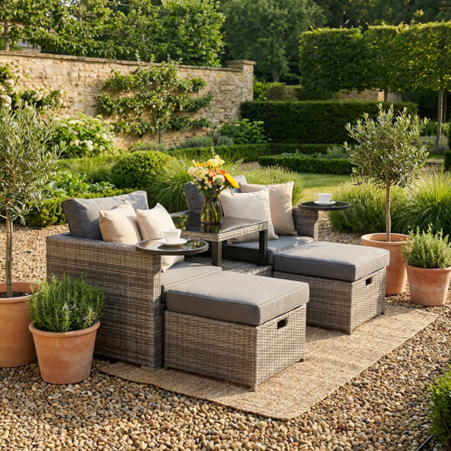 Malay Deluxe New Hampshire 2 Seater Grey Transformer Outdoor Sofa Set - image 1