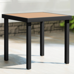 Outsunny Natural 4 Seater Square Garden Dining Table - thumbnail 1
