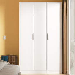 Crowndale Hong Kong 3 Door Matt White Tall Wardrobe Ready Assembled - thumbnail 1