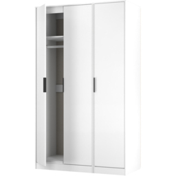Crowndale Hong Kong 3 Door Matt White Tall Wardrobe Ready Assembled - thumbnail 4
