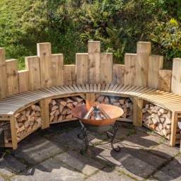 Forest Garden Set of 2 Curved Firepit Bench - thumbnail 3