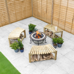 Forest Garden Set of 2 Curved Firepit Bench - thumbnail 4