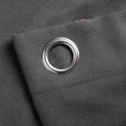 Alan Symonds Velvet Chenille Ring Top Eyelet Curtains Slate 142 x 229cm - thumbnail 2