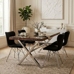 Premier Housewares Kerala Natural 6 Seater Patio Dining Table with Cross Base - thumbnail 4