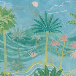 Grandeco Palm Spring Scene Blue 7 Lane Wall Mural - thumbnail 2
