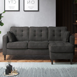 Eden Graphite Chenille 3 Seater Reversible L Shaped Corner Sofa