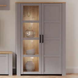Florence Bohol 2 Door Riviera Oak and Grey Oak LED Display Cabinet