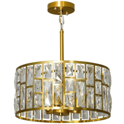HOMCOM Screw E14 Gold Modern Crystal Chandelier Mount Ceiling Light