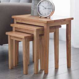 Julian Bowen Cleo Natural Oak Finish Nest of Tables Set of 3