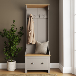 GFW Lancaster Grey Single Drawer Hallway Storage Unit with Hooks - thumbnail 3