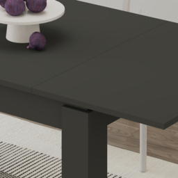 Decortie Tolmen Anthracite 6 Seater Extendable Dining Table Rectangular Table - thumbnail 3