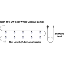 Eagle Connect Opaque 10 Cool White LED Festoon String Light 10m - thumbnail 4