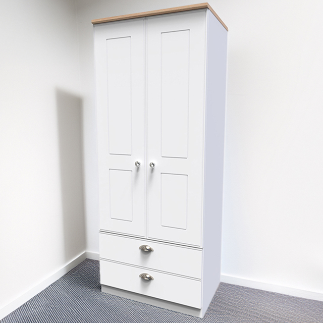 Crowndale Victoria White Ash and Oak 2 Door 2 Drawer Wardrobe - image 1