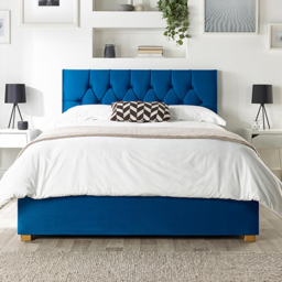 Catherine Lansfield Boutique Single Navy Velvet Ottoman Bed - thumbnail 1