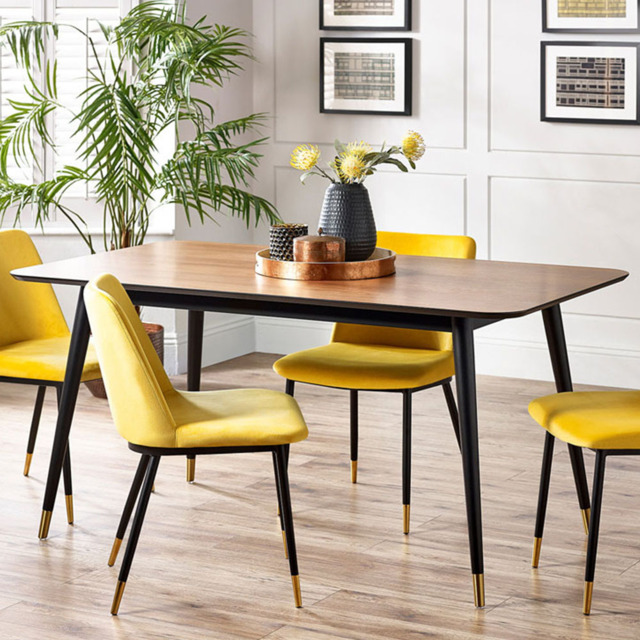 Julian Bowen Findlay 4 Seater Rectangular Dining Table Walnut and Black - image 1