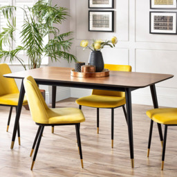 Julian Bowen Findlay 4 Seater Rectangular Dining Table Walnut and Black