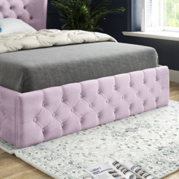 Florence Pink Double Velvet Upholstered Bed Frame with Wide Winged Chesterfield Headboard - thumbnail 4