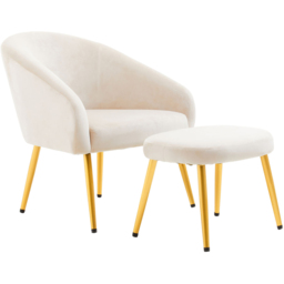 Premier Housewares Yasmeen Beige Chair and Footstool - thumbnail 2