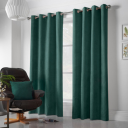 Alan Symonds Velvet Chenille Ring Top Eyelet Curtains Green 142 x 183cm - thumbnail 4