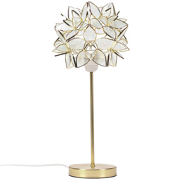 ValueLights Charlie Gold Table Lamp with Clear Flower Shade and Bulb