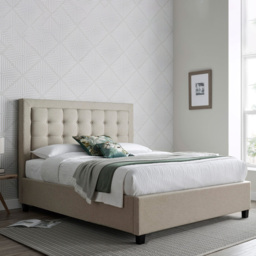 Brandon Double Oatmeal Fabric Ottoman Bed - thumbnail 1