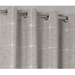 Divante Salcombe Linen Check Eyelet Curtain Natural 168 x 183cm - thumbnail 3