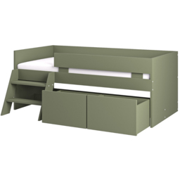 Flair Logan Single 2 Drawer Green Low Sleeper Bed - thumbnail 4