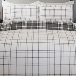 Divante Finest Balmoral Super King Size Grey Check Duvet Set - thumbnail 3