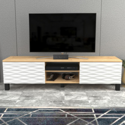 Decorotika Lukas Oak and White 2 Door 2 Shelf TV Unit