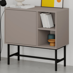 Decortie Mona Mocha Grey Single Door 2 Shelf Mini Console Table