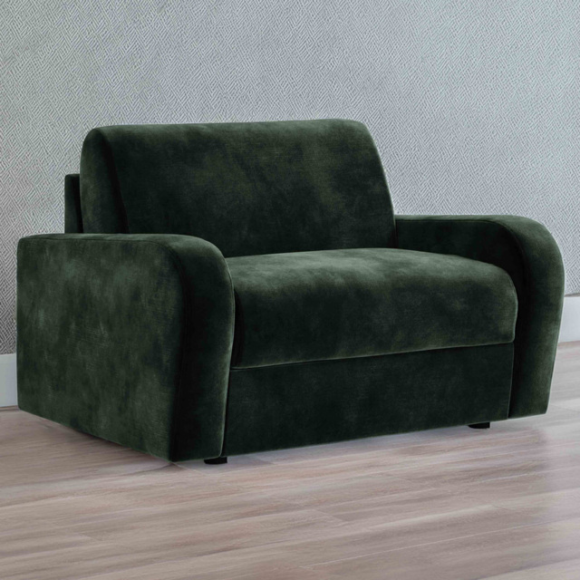 Jay-Be Deco Luxe Velvet Bottle Green Snuggler Sofa Bed with e-Sprung Mattress - image 1