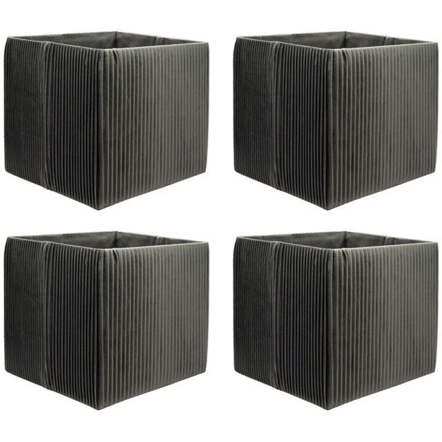 Homebase Pleated Grey Cube Storage Insert 4 Pack - image 1