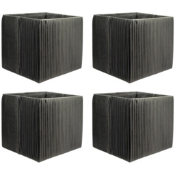 Homebase Pleated Grey Cube Storage Insert 4 Pack - thumbnail 1