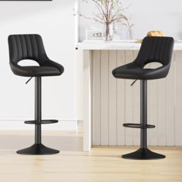 Stacey Black Adjustable Breakfast Bar Stool with Footrest Set of 2 - thumbnail 1