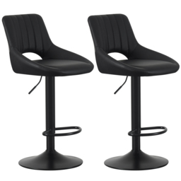 Stacey Black Adjustable Breakfast Bar Stool with Footrest Set of 2 - thumbnail 2
