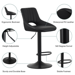 Stacey Black Adjustable Breakfast Bar Stool with Footrest Set of 2 - thumbnail 3