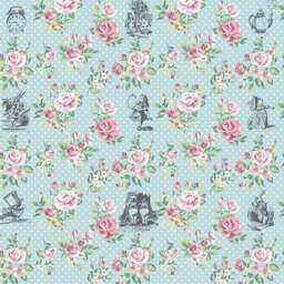 Origin Murals Alice in Wonderland English Rose Print Blue Wall Mural - thumbnail 2