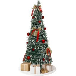 Noel Square Warm White LED Pre-Decorated Artificial Xmas tree with Baubles and Bows 5.9ft - thumbnail 1