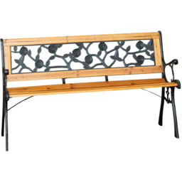 Samuel Alexander 2 Seater Wooden and Cast Iron Rose Design Garden Bench - thumbnail 2
