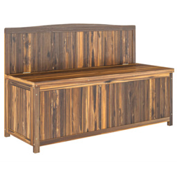 Outsunny Brown Wooden Garden Storage Bench - thumbnail 2