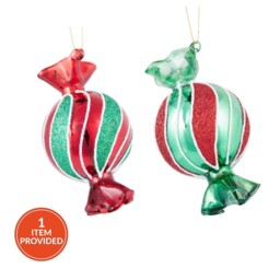 Single Candy Cane Lane Glass Sweet Candy Christmas Bauble 11.6cm in Assorted styles - thumbnail 1