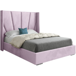 Bellini Pink Single Velvet Upholstered Bed Frame with Wide Curved Winged Headboard - thumbnail 2