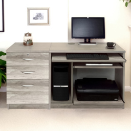 R White Cabinets SET-06-IN-GN 3 Drawer Computer Desk Grey