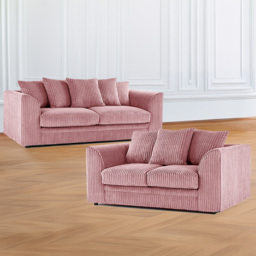 Luxor 5 Seater Pink Jumbo Cord Fabric Sofa Set with Scatter Back